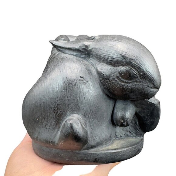 Vintage Hen Feathers Two Bunnies Collection 1985 Pottery Sculpture Figurine VTG - Picture 11 of 14
